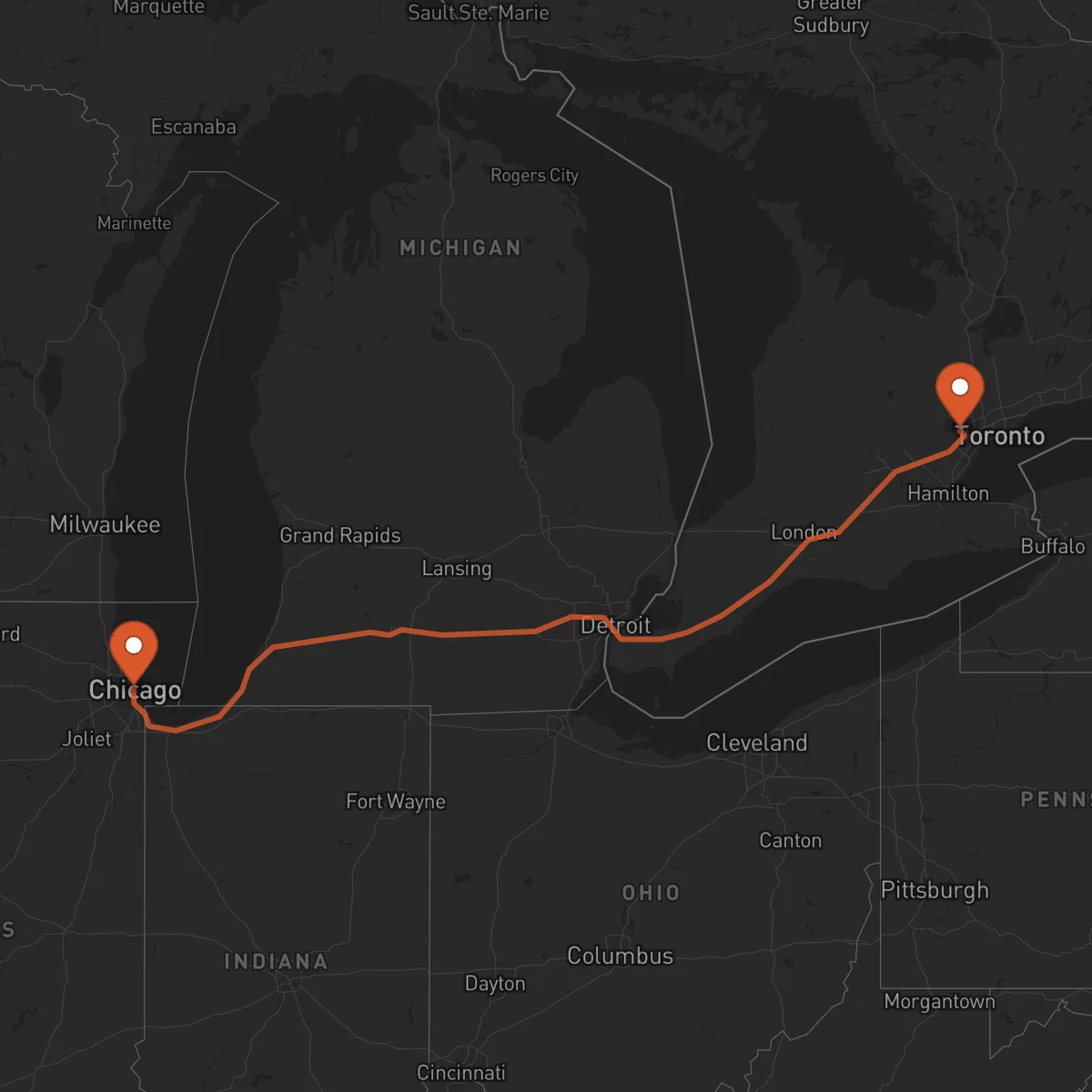 Ruta Chicago - Brampton