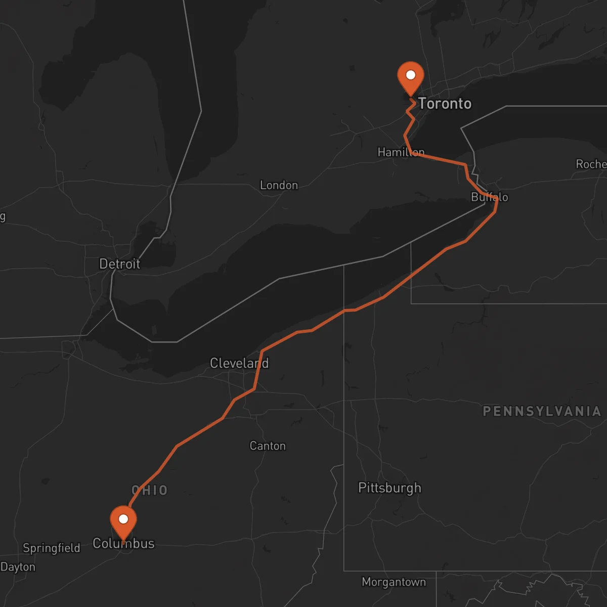 Ruta Brampton - Columbus