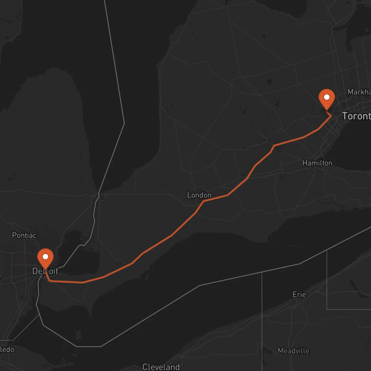 Ruta Brampton - Détroit