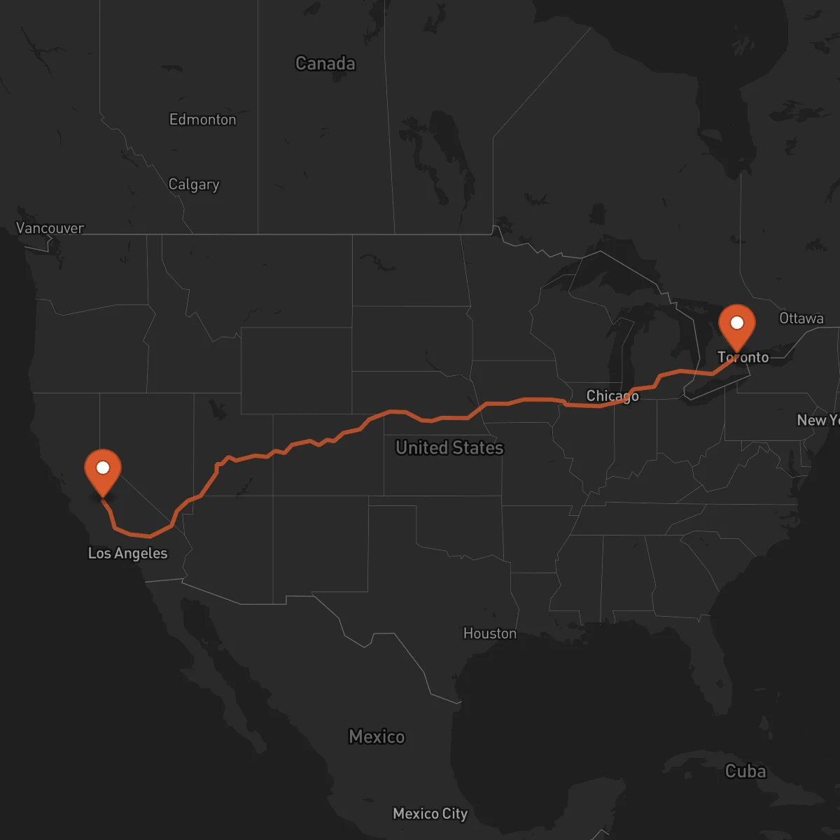 Ruta Fresno - Brampton