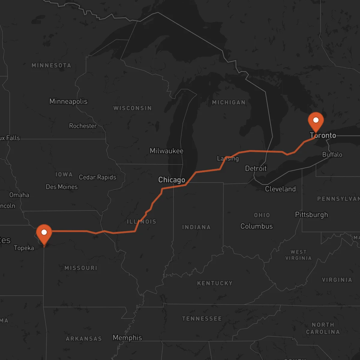 Ruta Brampton - Kansas City