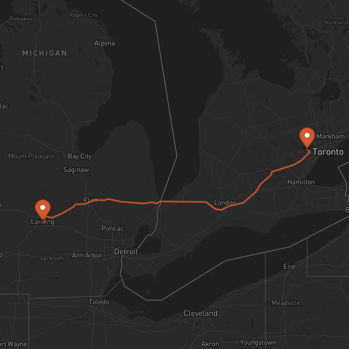 Ruta Brampton - Lansing