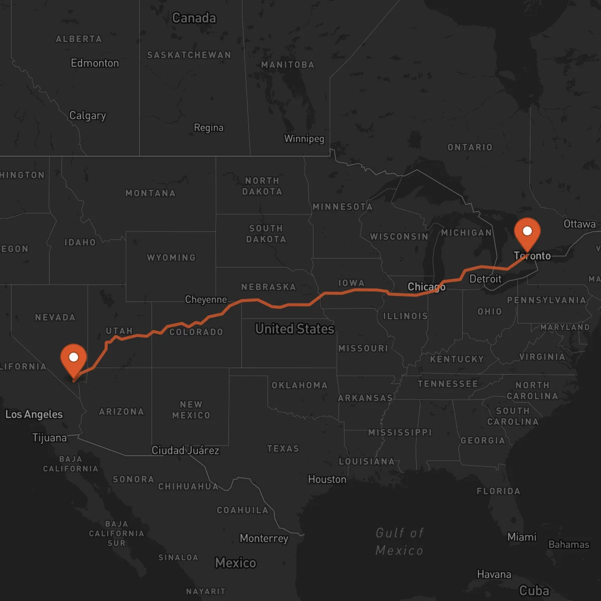 Ruta Brampton - Las Vegas