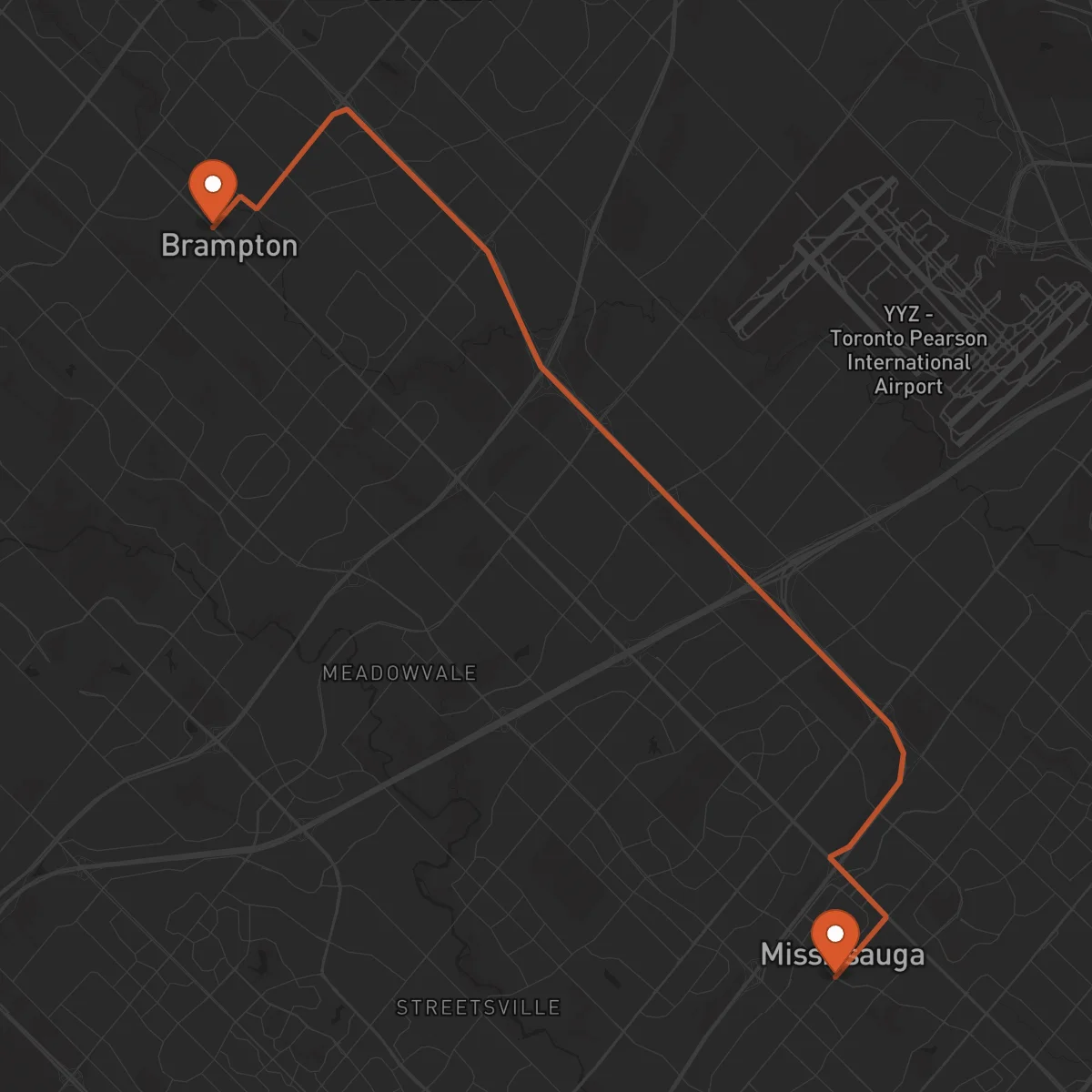 Ruta Brampton - Mississauga