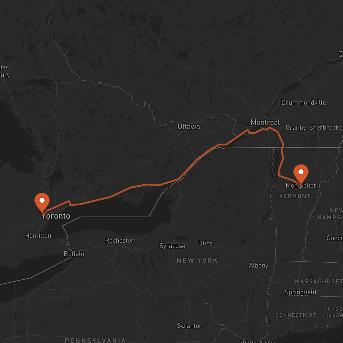Ruta Brampton - Montpelier