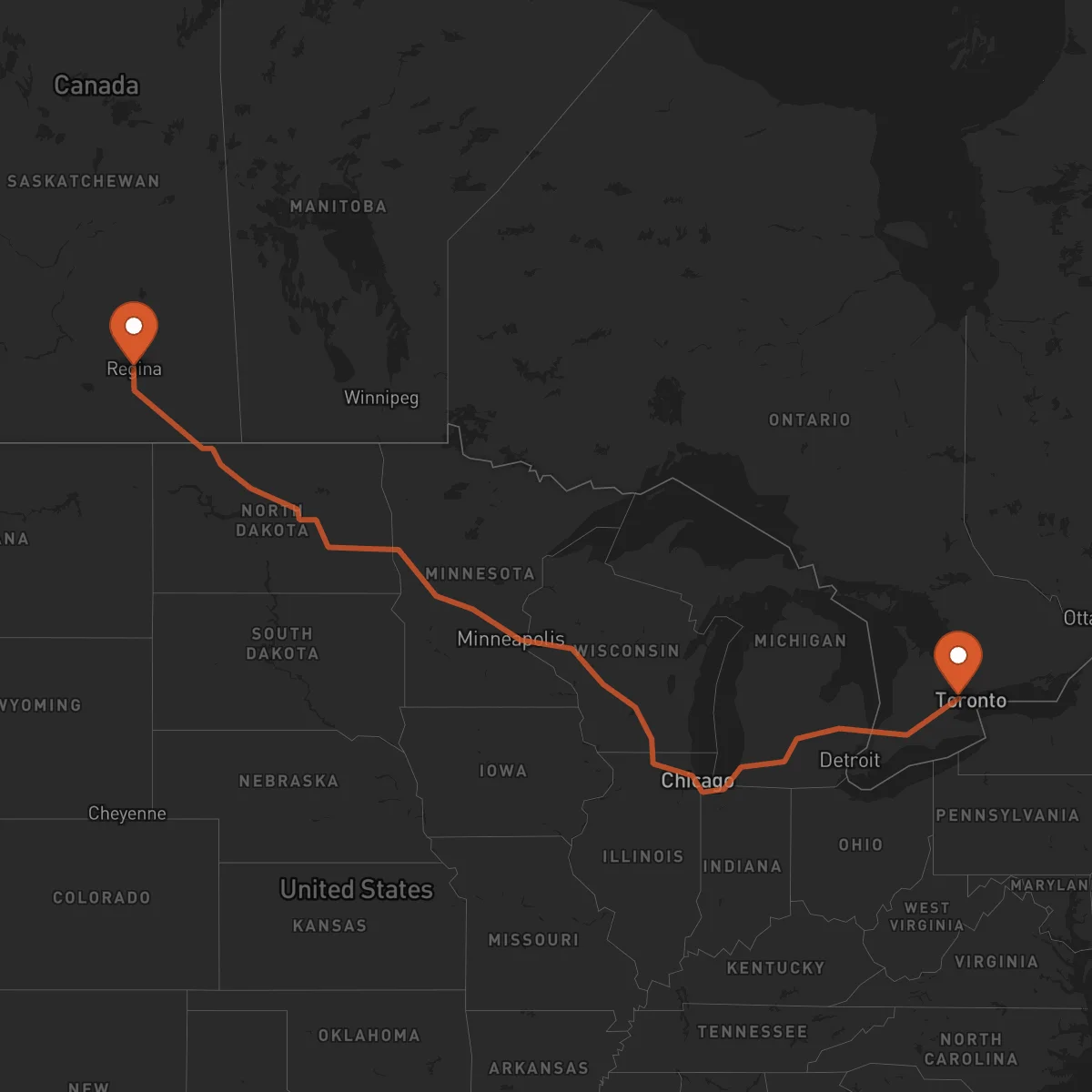Ruta Brampton - Regina