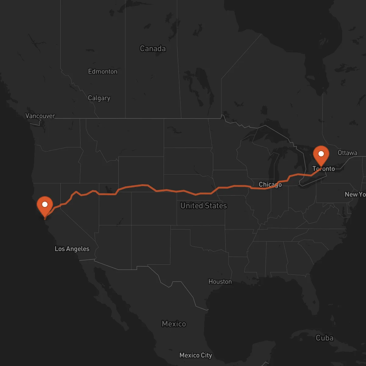Ruta Brampton - San Francisco