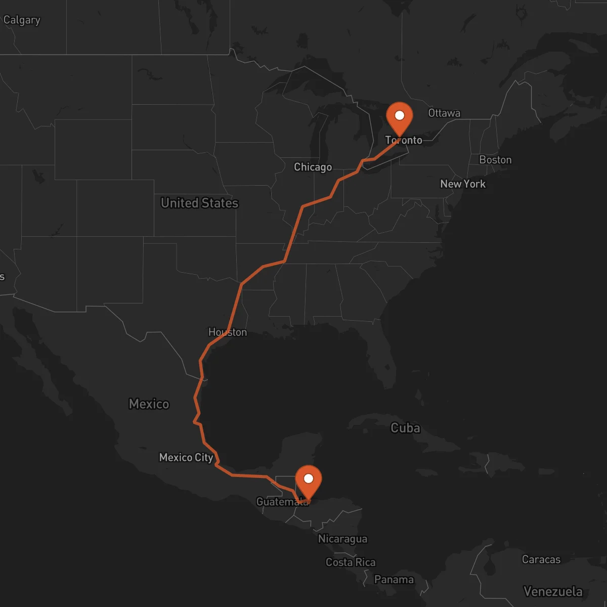 Ruta Brampton - San Pedro Sula