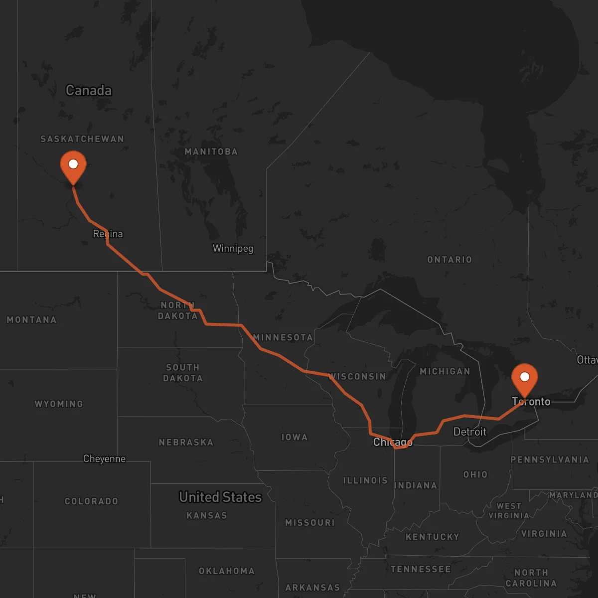 Ruta Saskatoon - Brampton