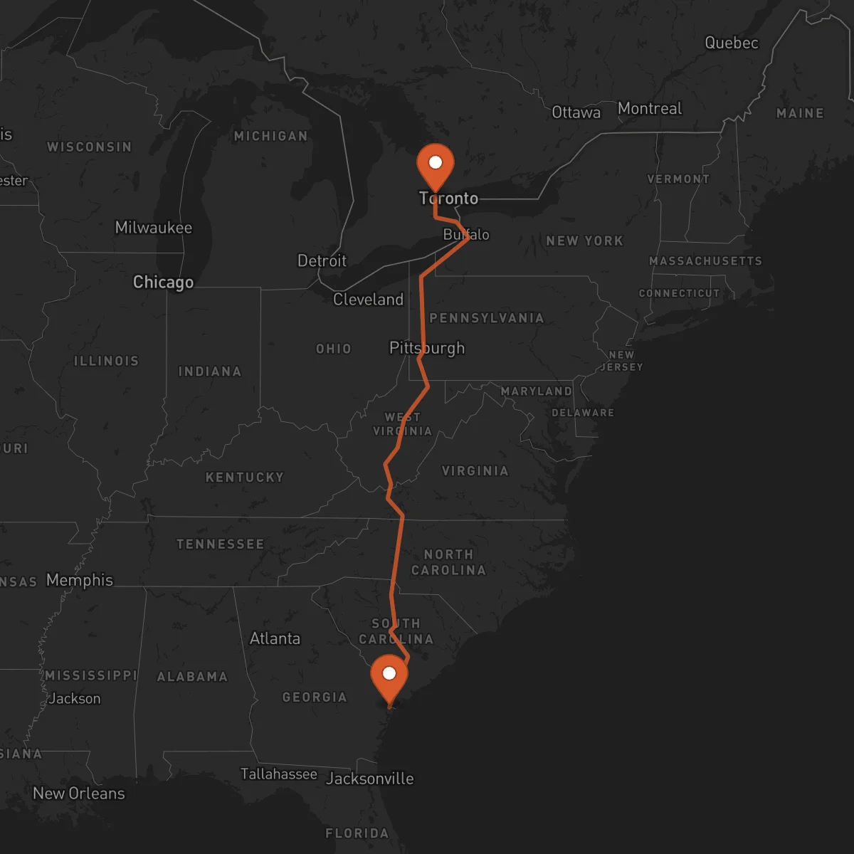 Ruta Brampton - Savannah