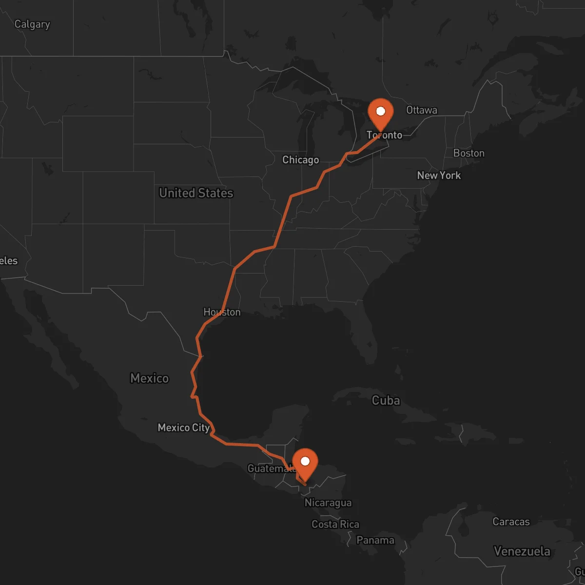 Ruta Tegucigalpa - Brampton