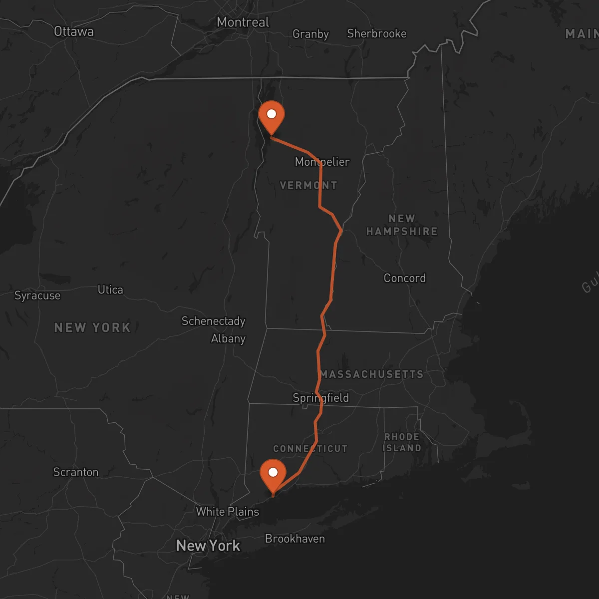 Ruta Bridgeport - Burlington