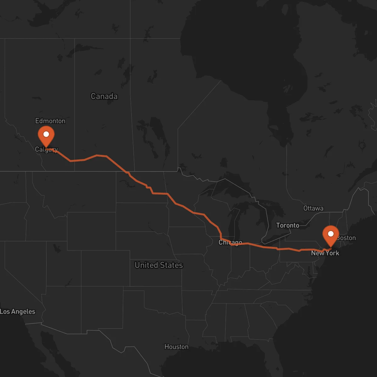 Ruta Bridgeport - Calgary