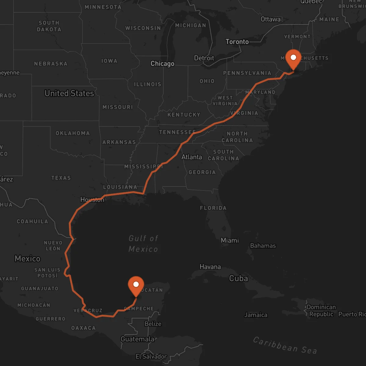 Ruta Bridgeport - Campeche
