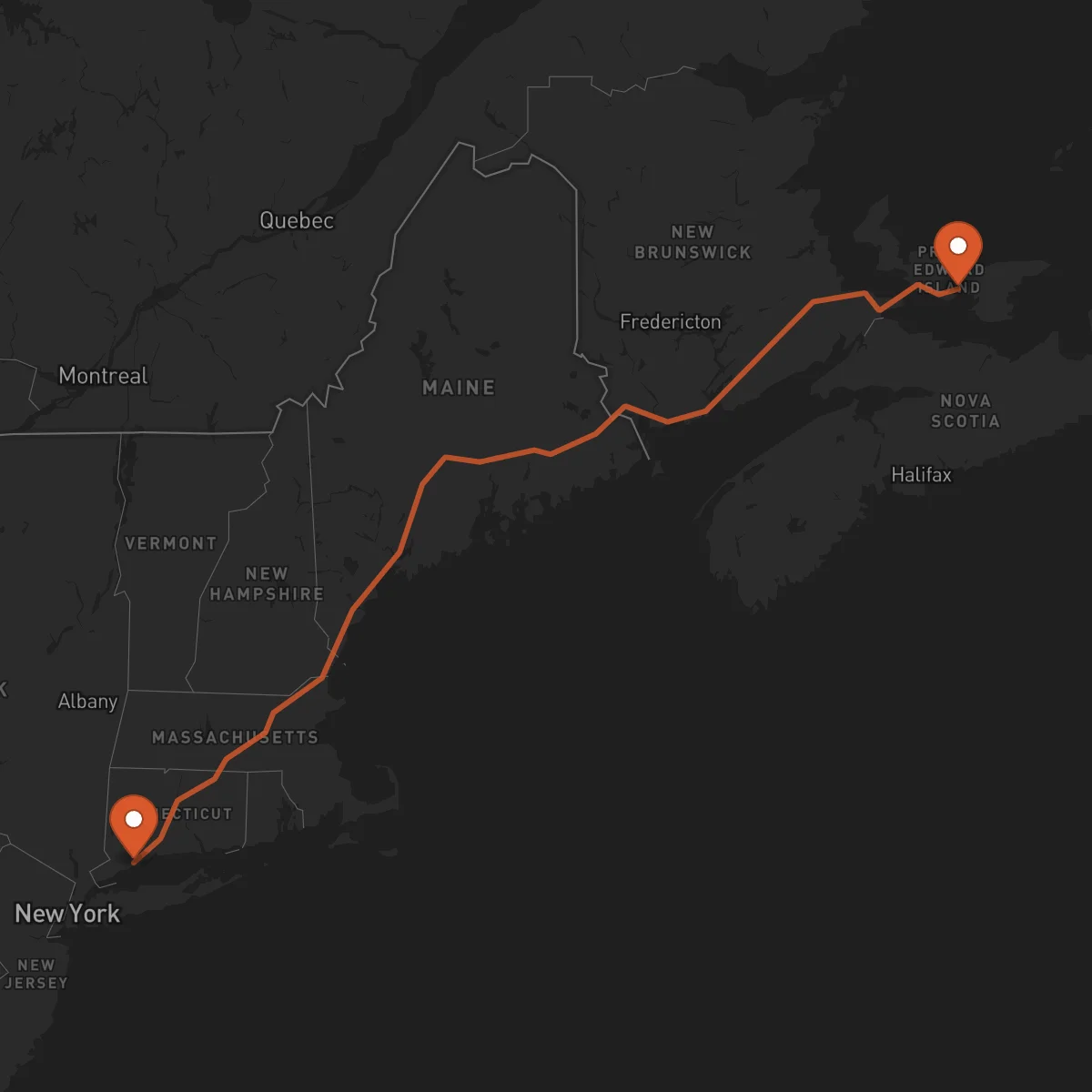 Ruta Charlottetown - Bridgeport