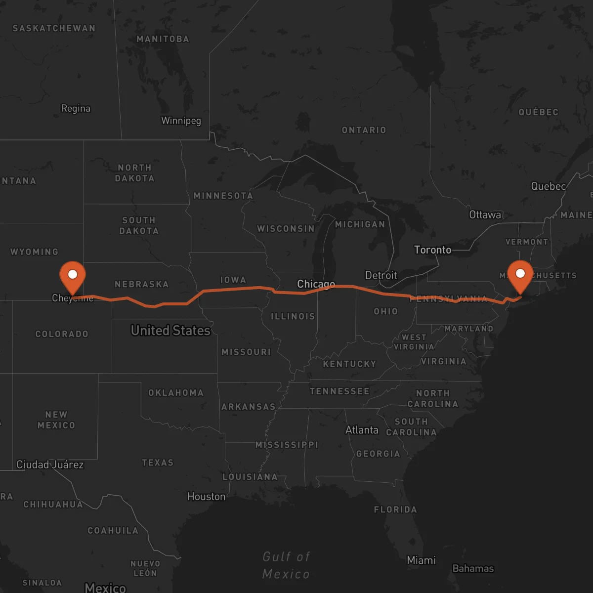 Ruta Bridgeport - Cheyenne