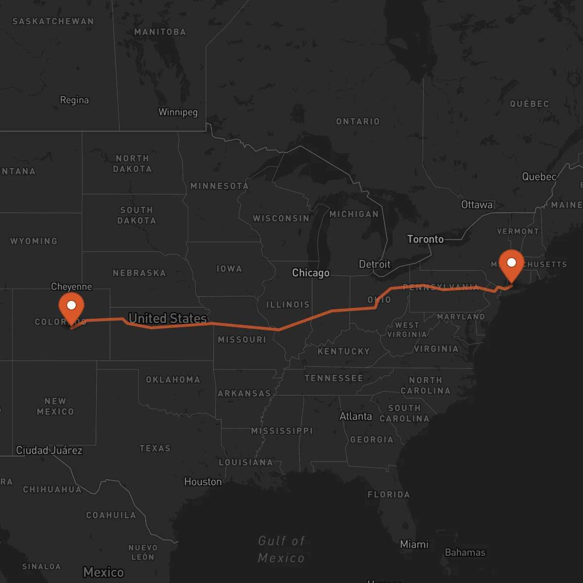 Ruta Bridgeport - Colorado Springs