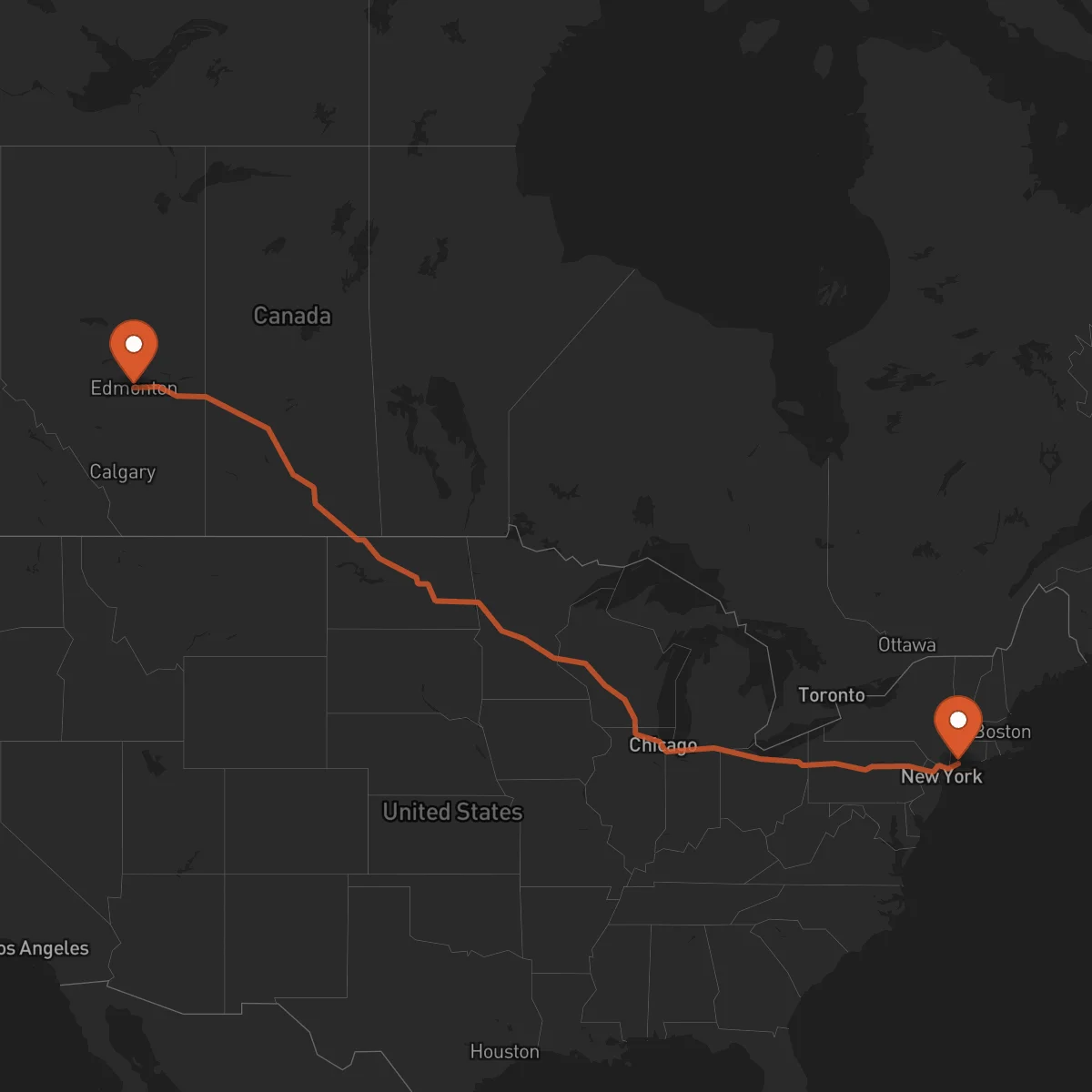Ruta Bridgeport - Edmonton