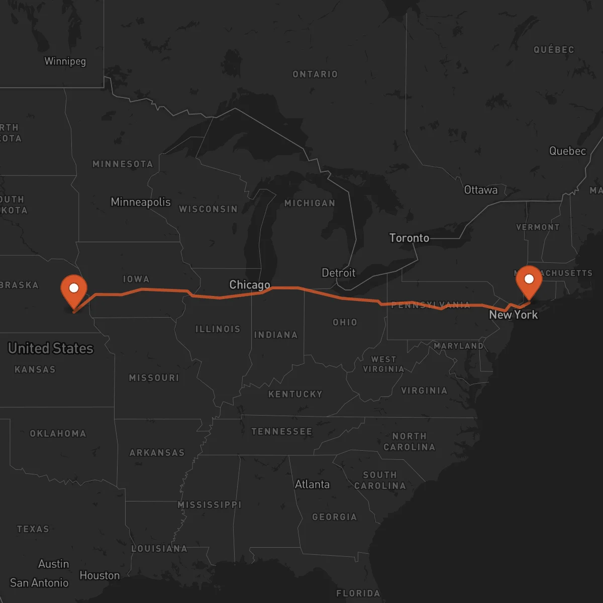 Ruta Bridgeport - Lincoln