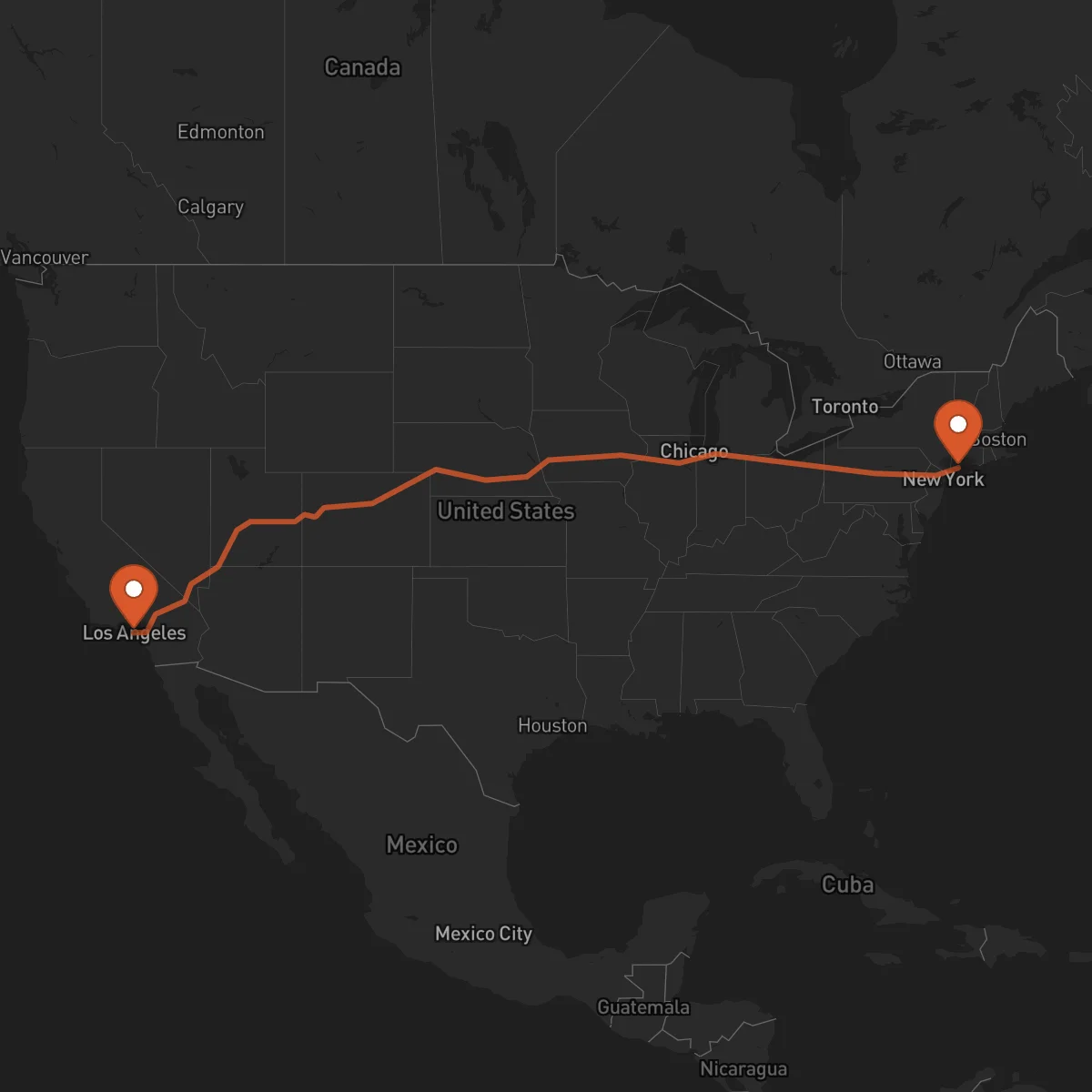 Ruta Bridgeport - Los Angeles