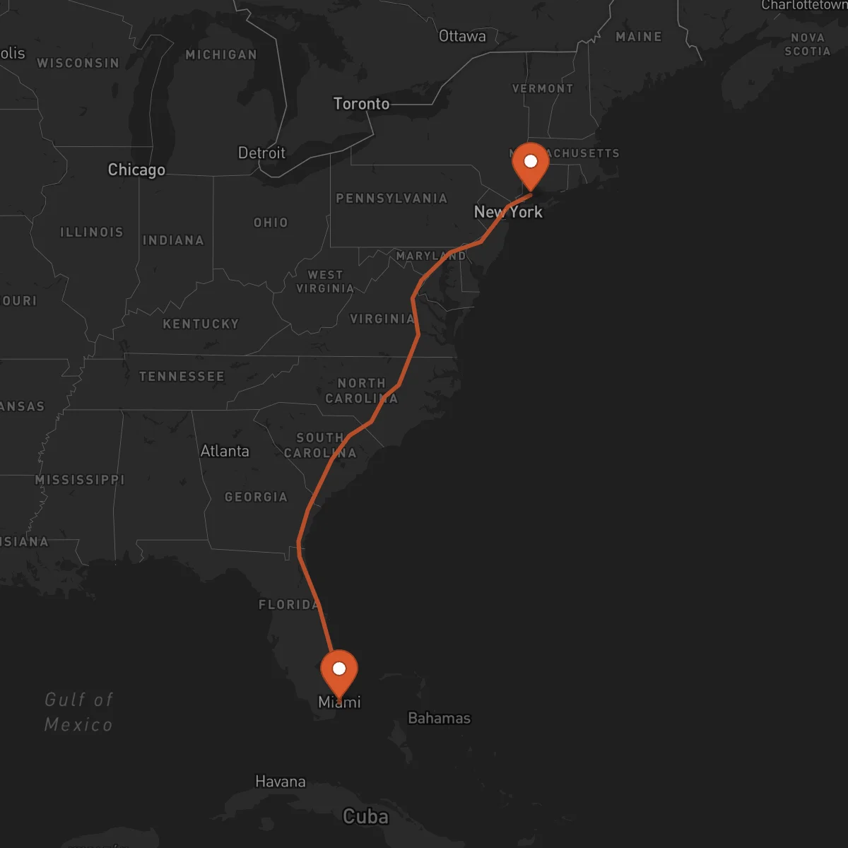 Ruta Bridgeport - Miami