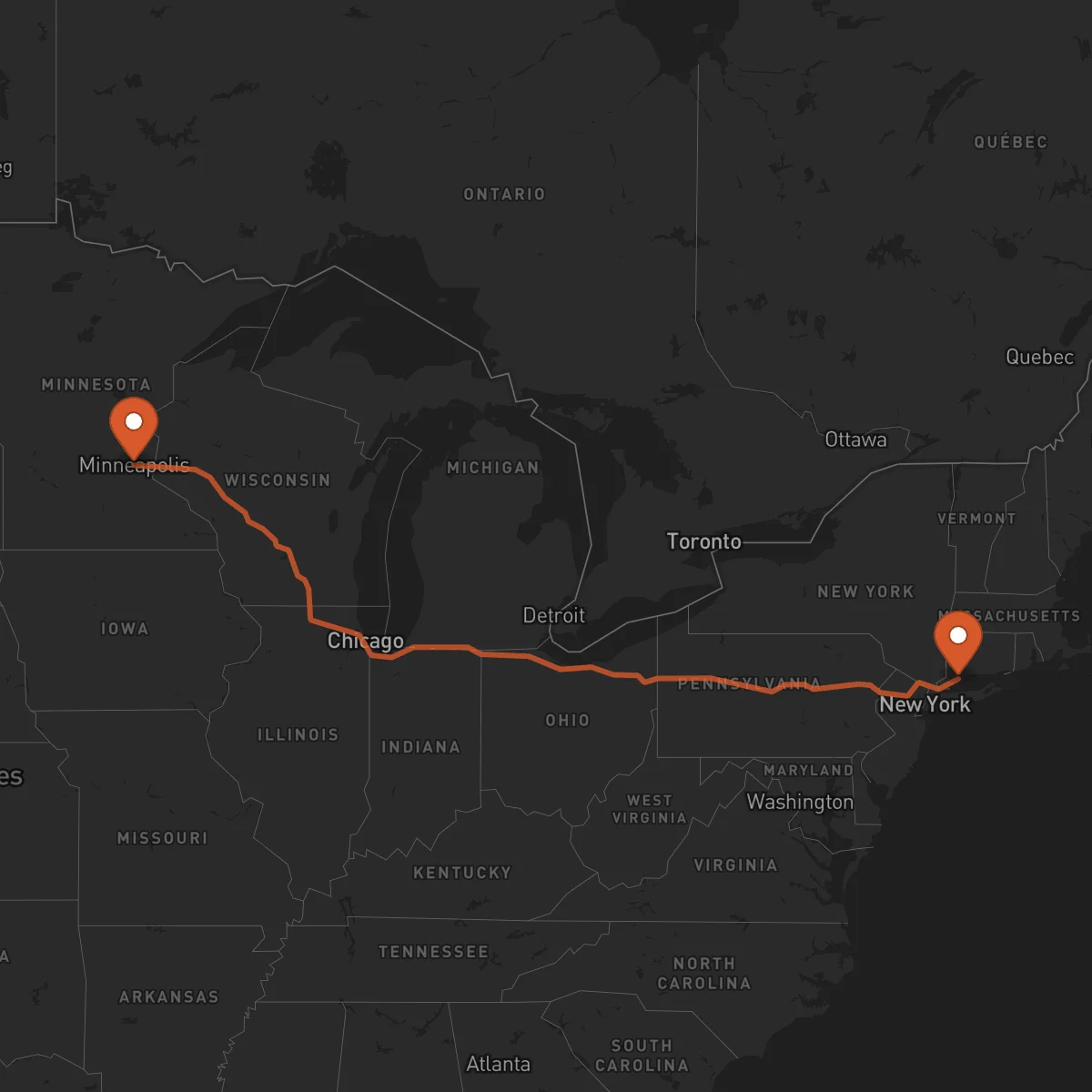 Ruta Minneapolis - Bridgeport