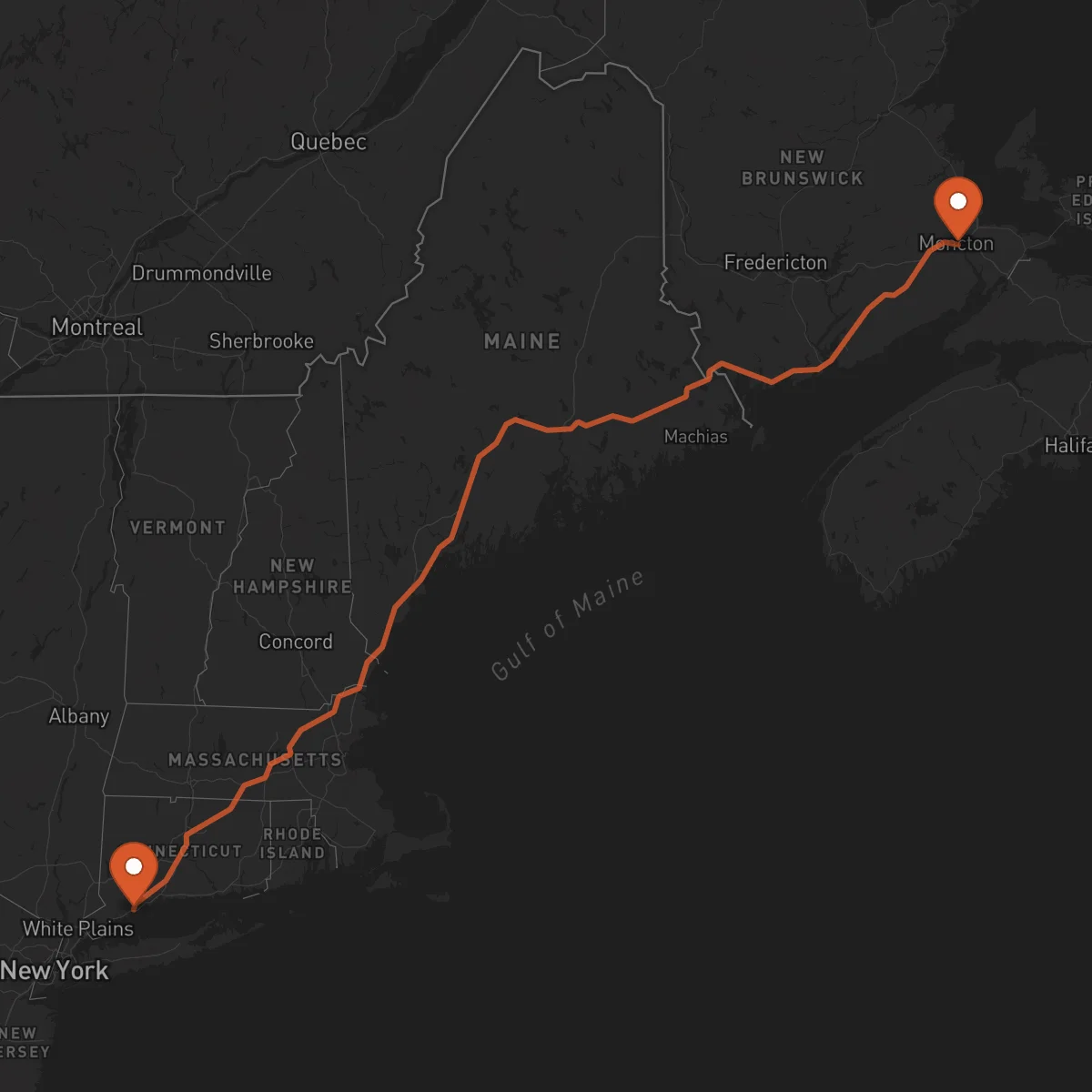Ruta Moncton - Bridgeport