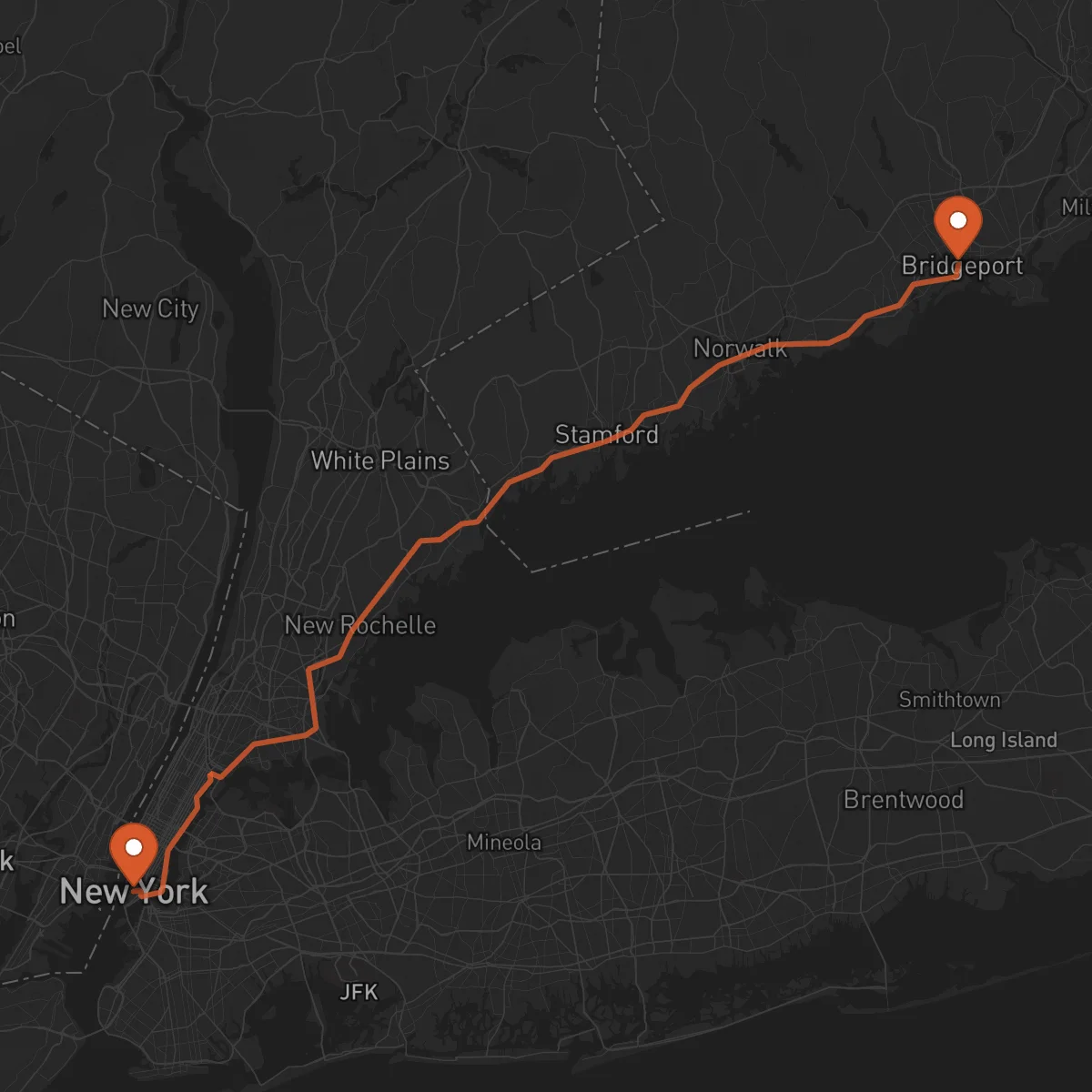 Ruta Bridgeport - Nueva York