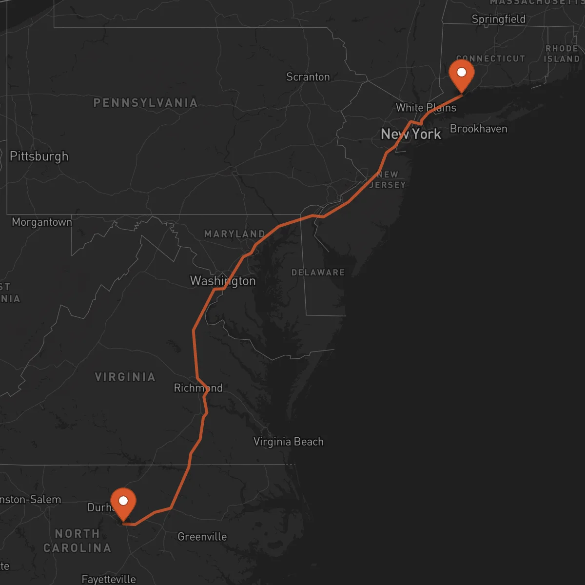Ruta Raleigh - Bridgeport