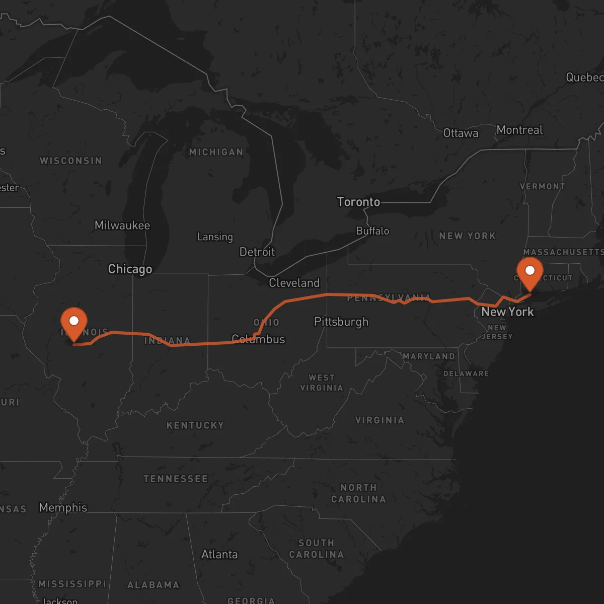 Ruta Bridgeport - Springfield