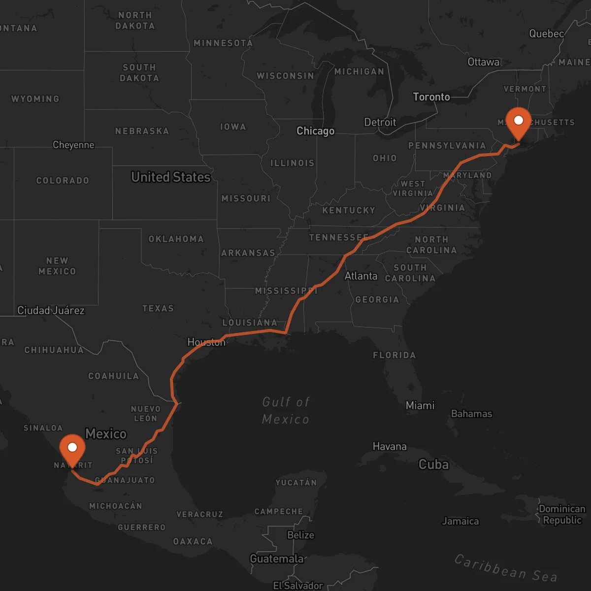 Ruta Tepic - Bridgeport