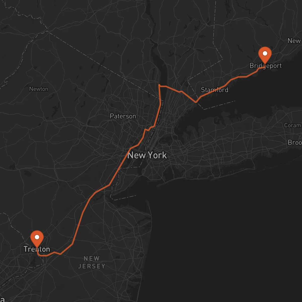 Ruta Bridgeport - Trenton