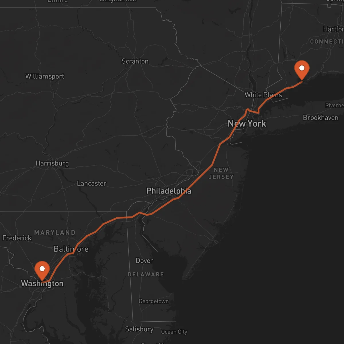 Ruta Washington D.C. - Bridgeport