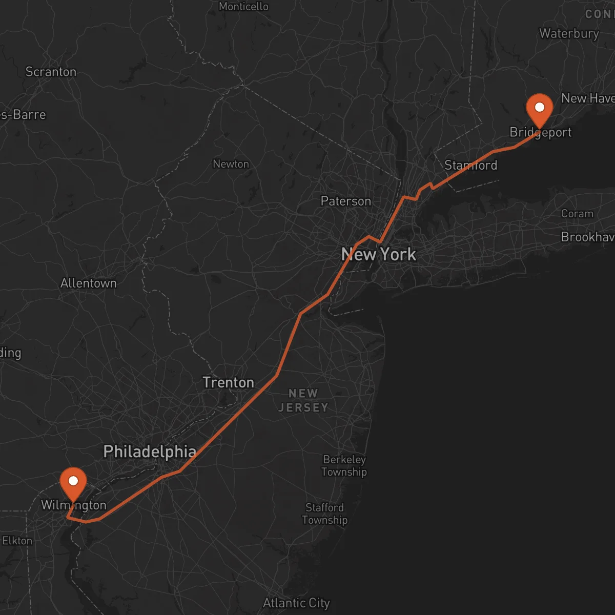 Ruta Bridgeport - Wilmington