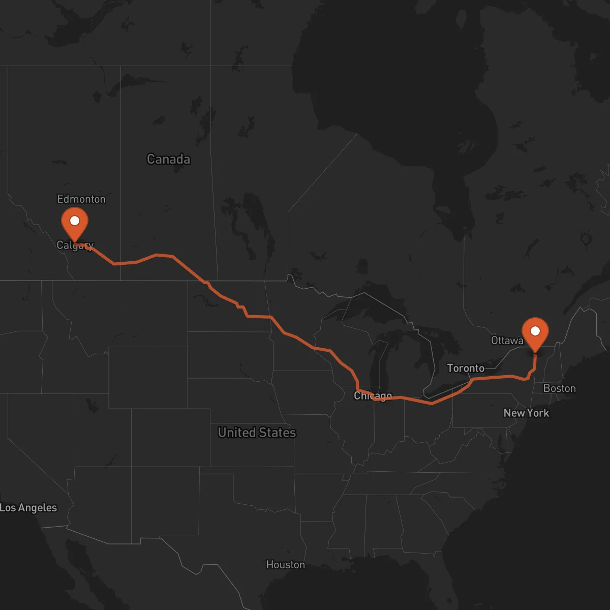 Ruta Burlington - Calgary