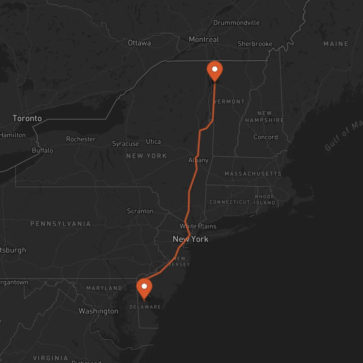 Ruta Burlington - Dover