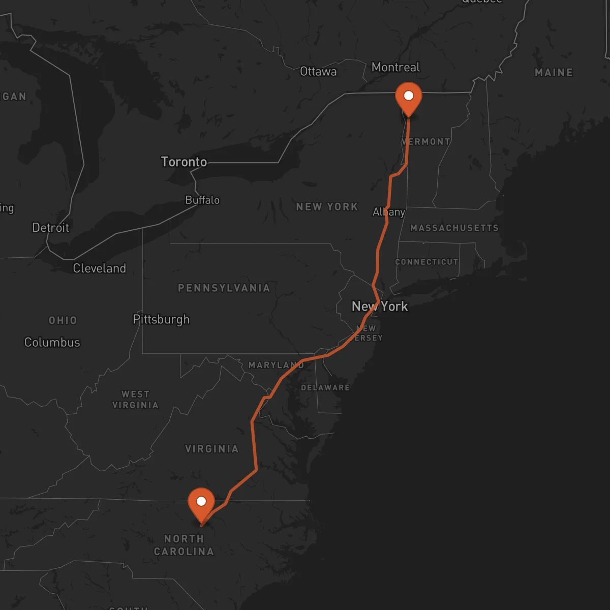 Ruta Burlington - Durham