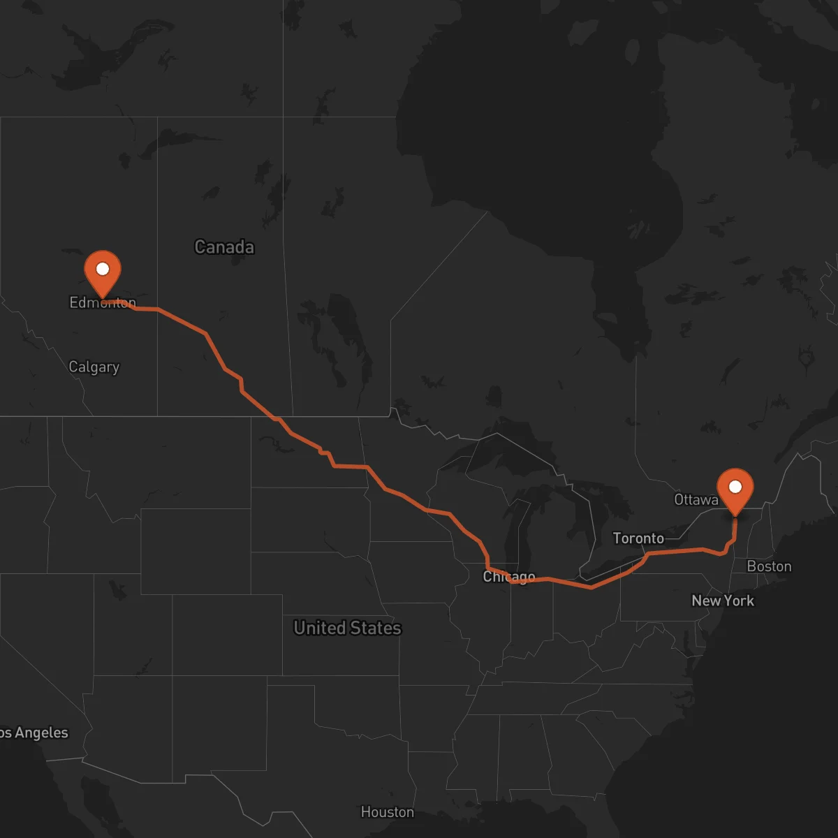 Ruta Burlington - Edmonton