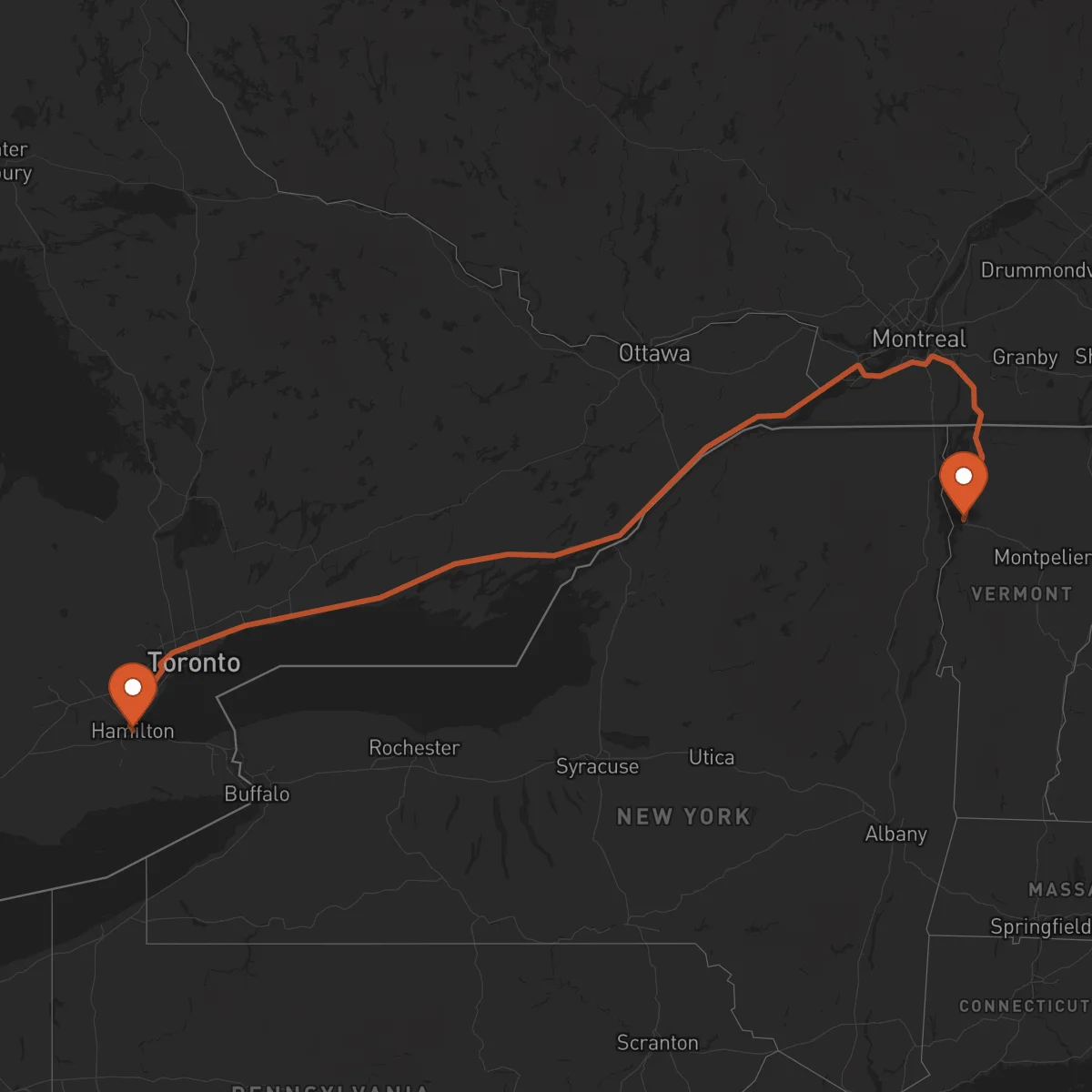 Ruta Burlington - Hamilton