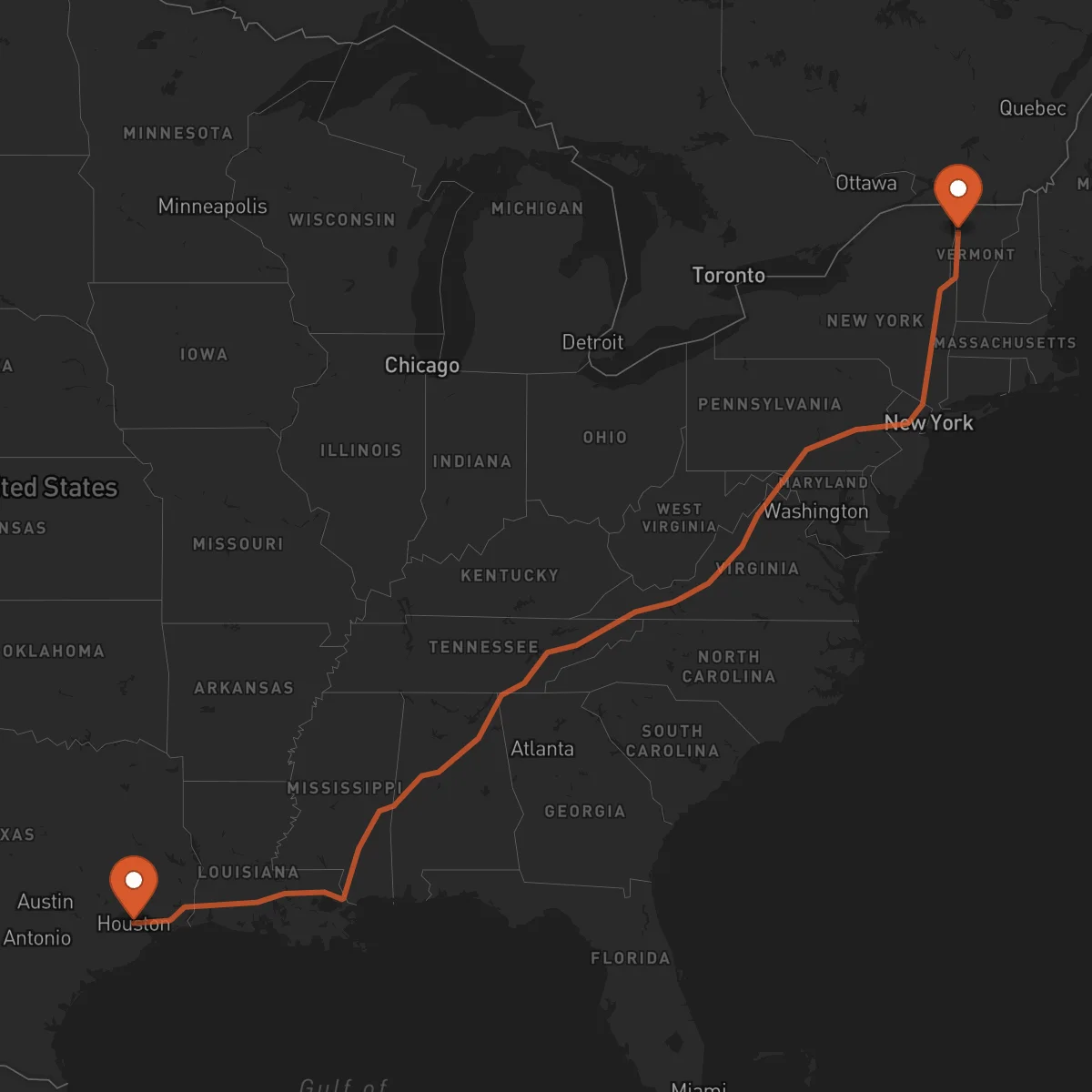 Ruta Houston - Burlington