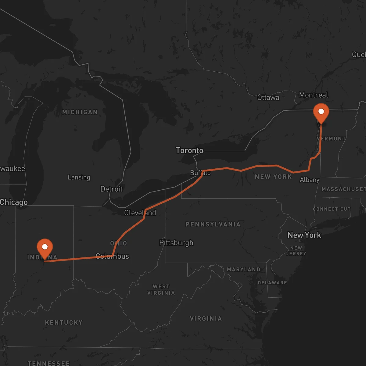 Ruta Indianapolis - Burlington