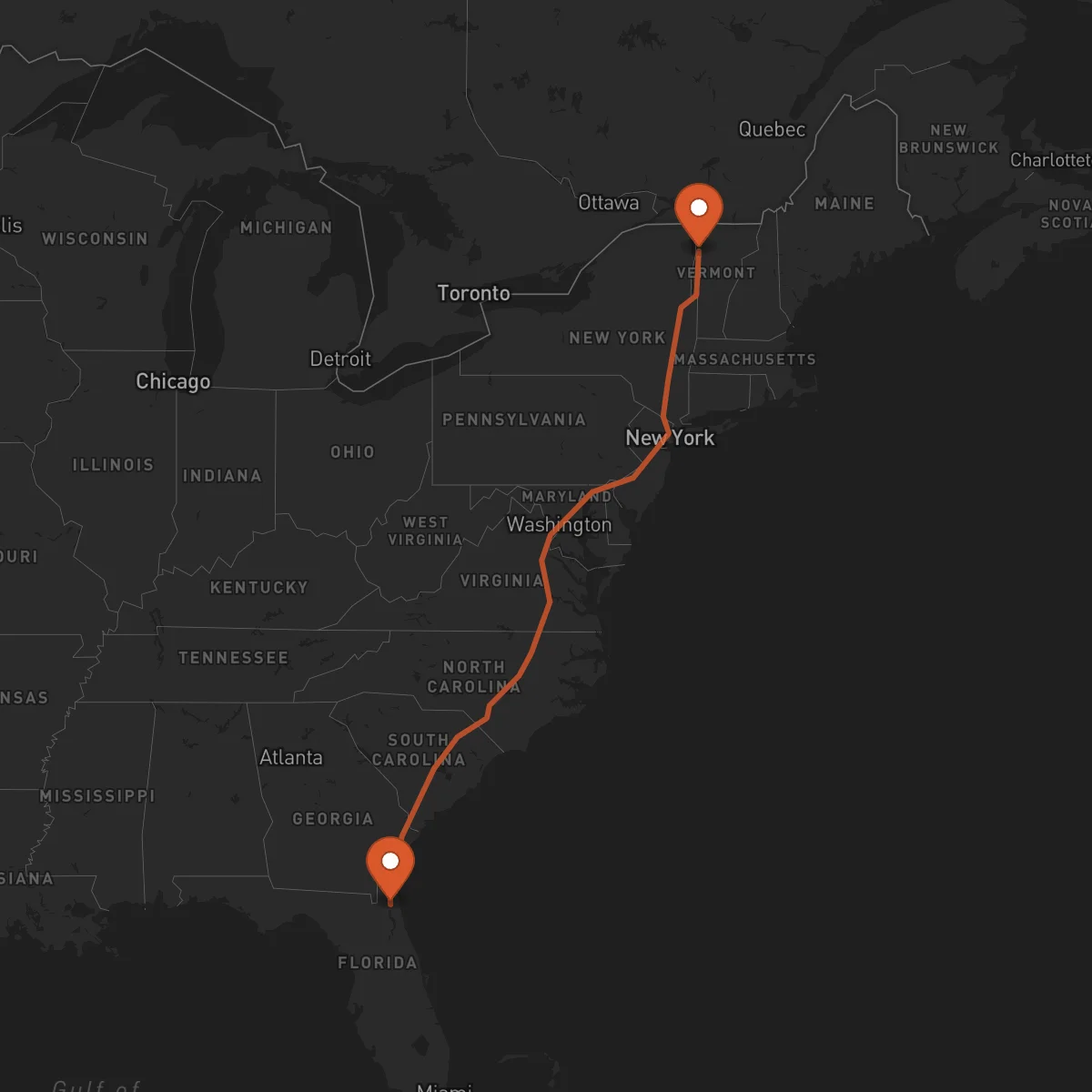 Ruta Burlington - Jacksonville