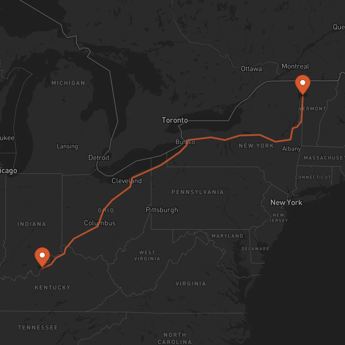 Ruta Burlington - Louisville