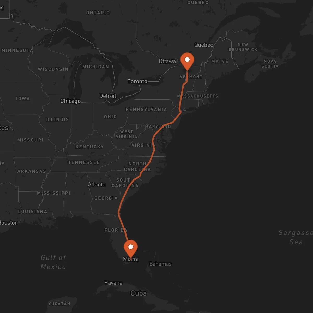 Ruta Burlington - Miami