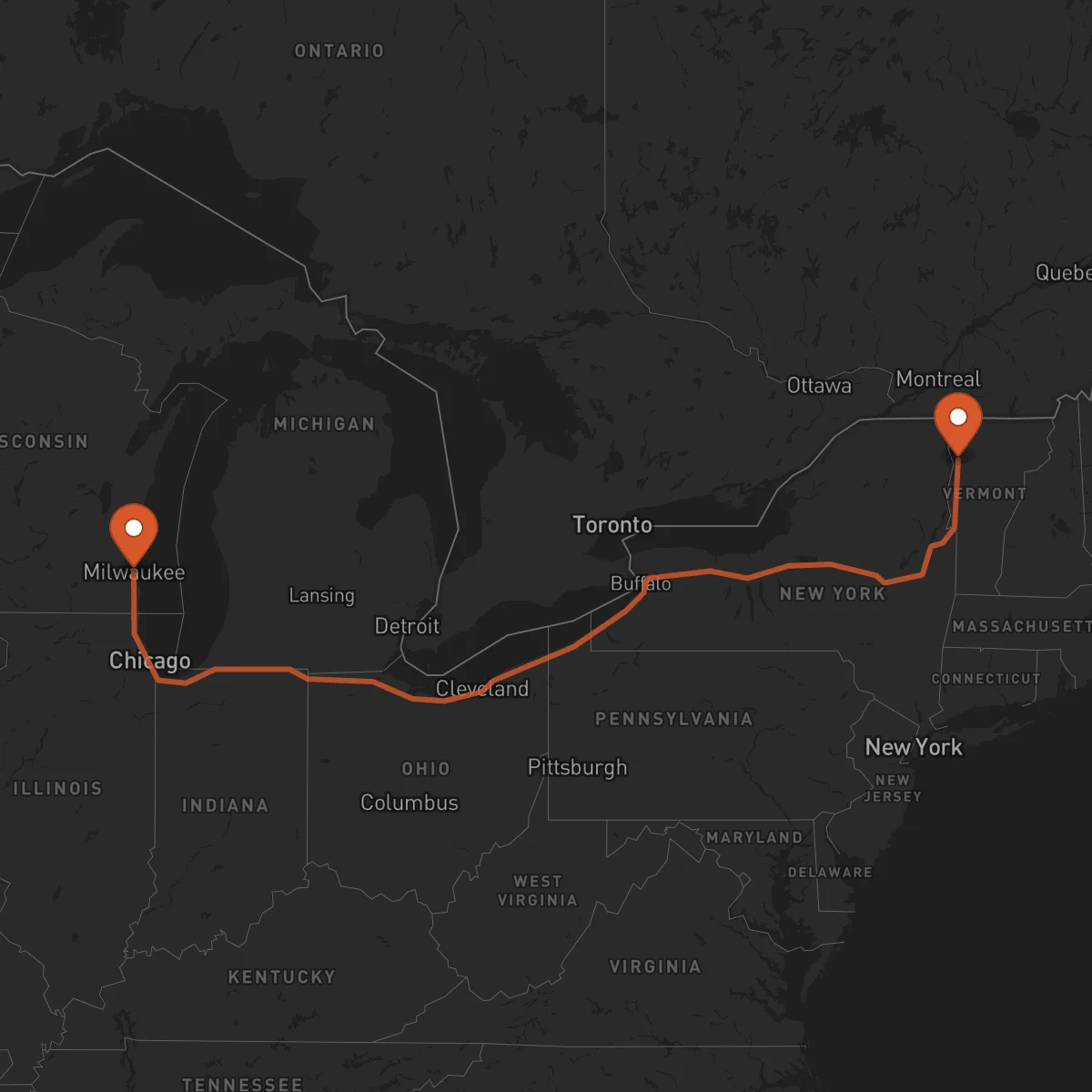 Ruta Burlington - Milwaukee