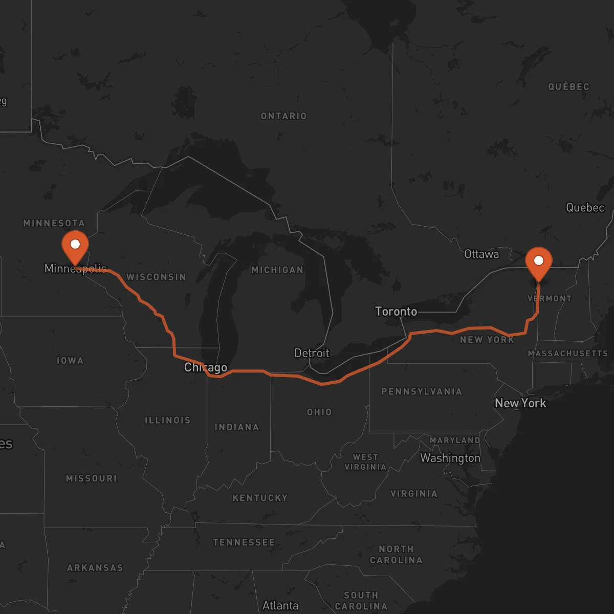 Ruta Minneapolis - Burlington