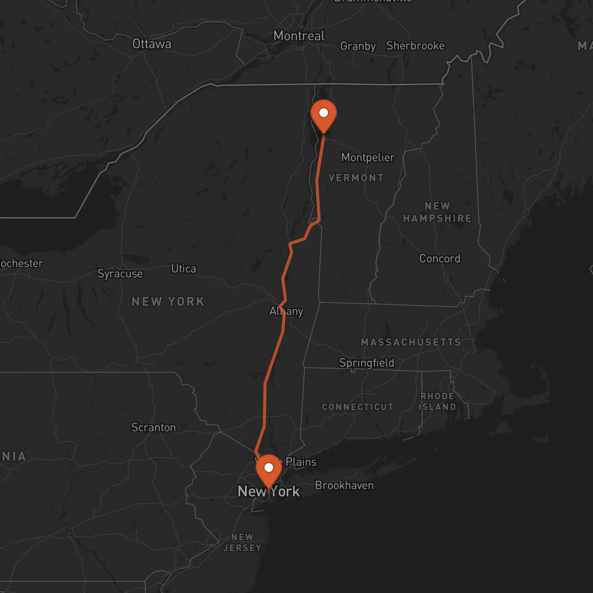Ruta Burlington - Nueva York