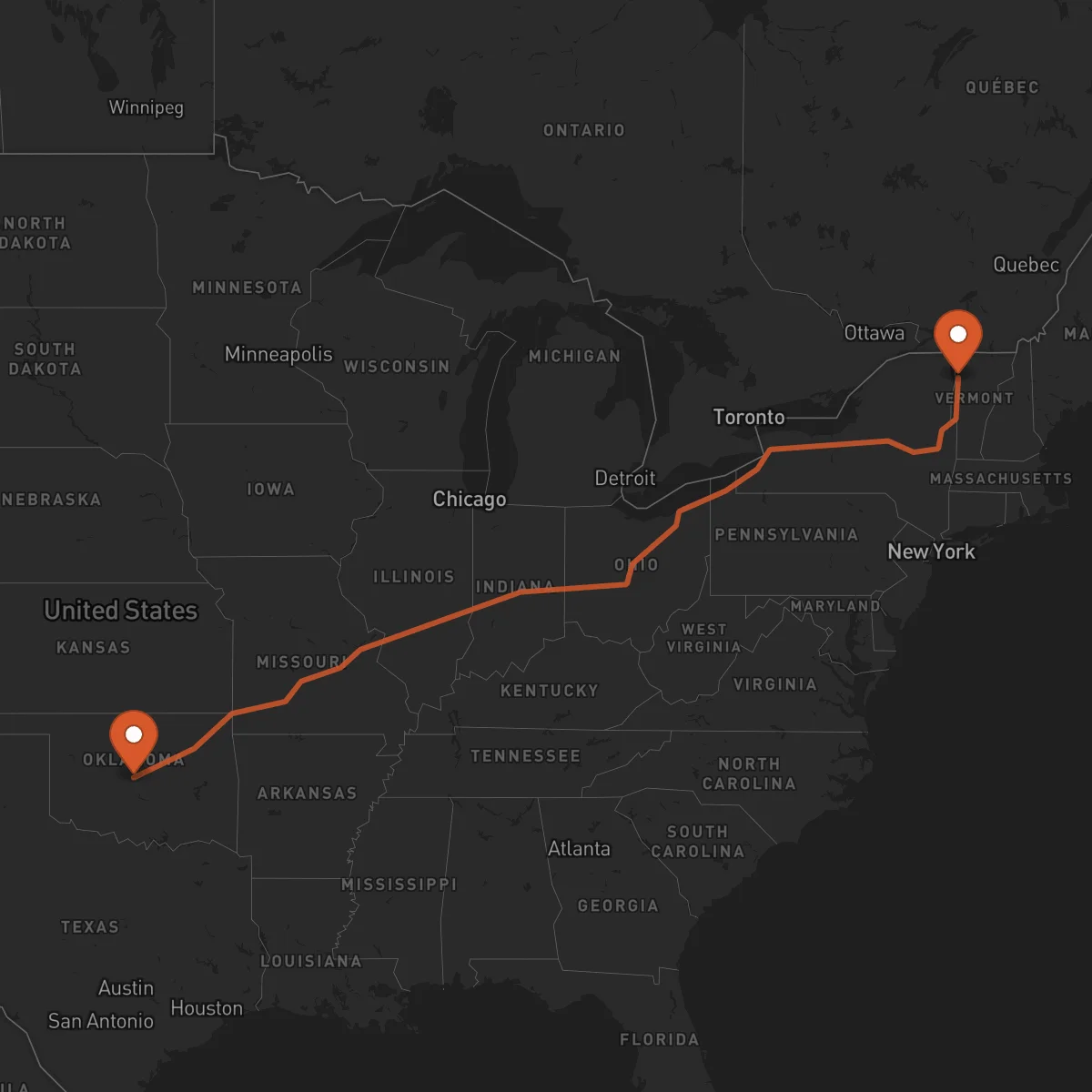 Ruta Burlington - Oklahoma City