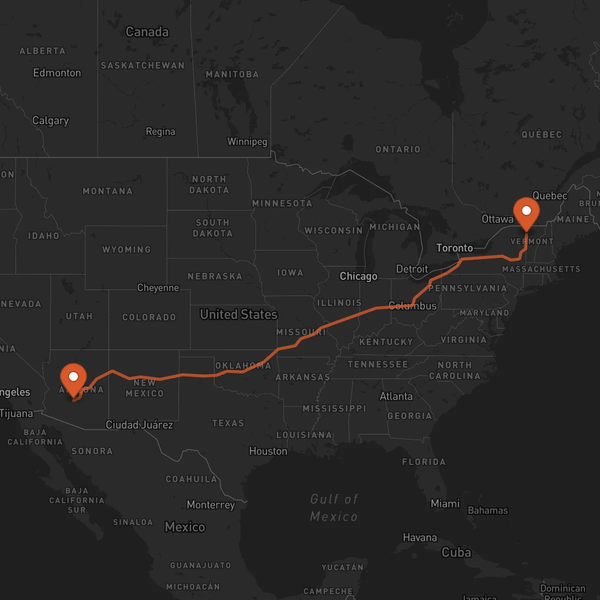 Ruta Burlington - Phoenix