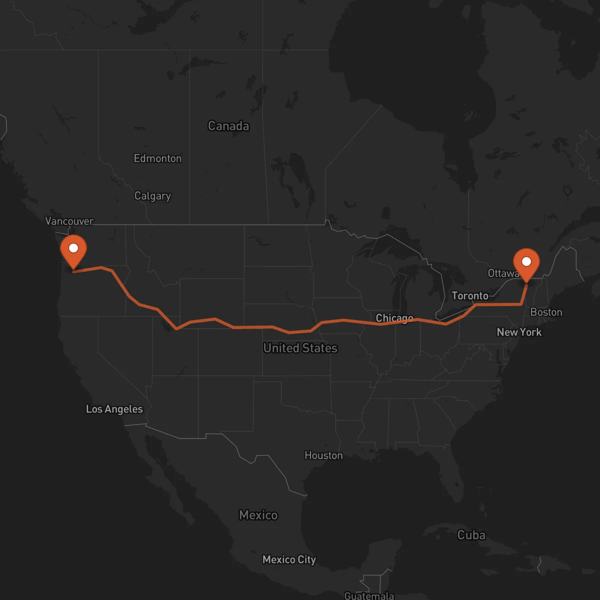 Ruta Burlington - Portland